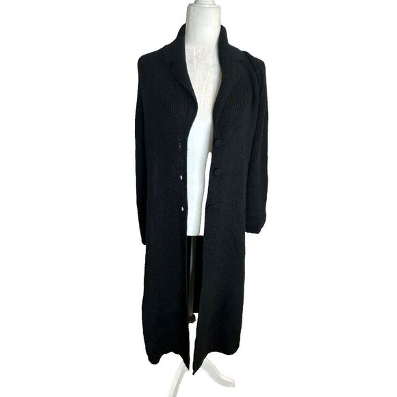 Karlita Artesanias Baby Alpaca Peruvian Long Line Black Cardigan - Picture 1 of 9